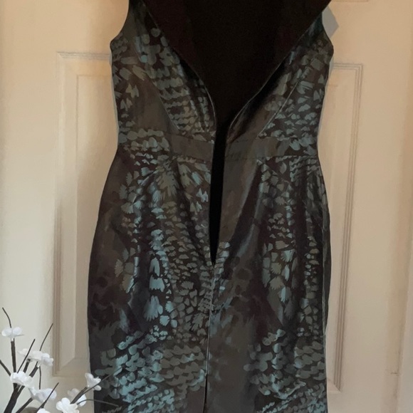 Anne Klein New York, sz 6 gorgeous shiny dress. EUC brown/grey/turquoise - Picture 6 of 12